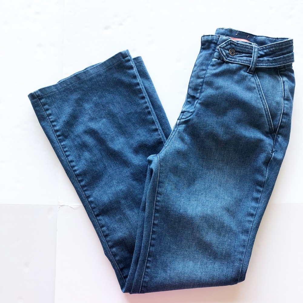 Pilcro Jeans Womens 28 Polished Mid Rise Bootcut Jeans Dark Wash Blue Hemp Blend - Picture 2 of 15